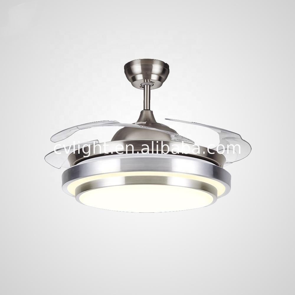 2018 New Design Good Quality Hidden Blades Ceiling Fan Lamp French With Remote Control Fancy Led Light