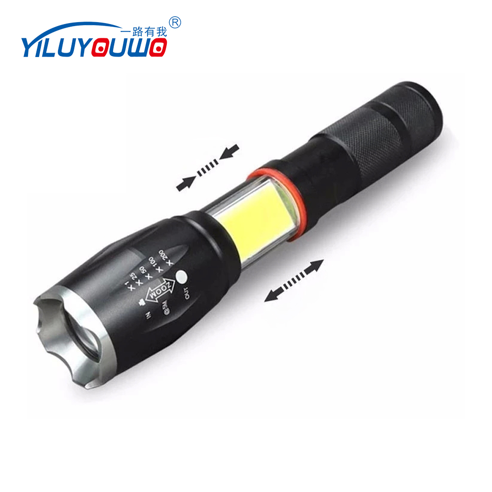 New Product Magnetic Telescopic Zoom Aluminum Strong Tactical Recharge Red COB LED Torch Light With XML T6 LED For Camping