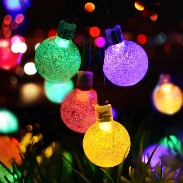 6.3M / 20.7ft 30 LEDs Solar Powered String Crystal Ball Lights Lamp