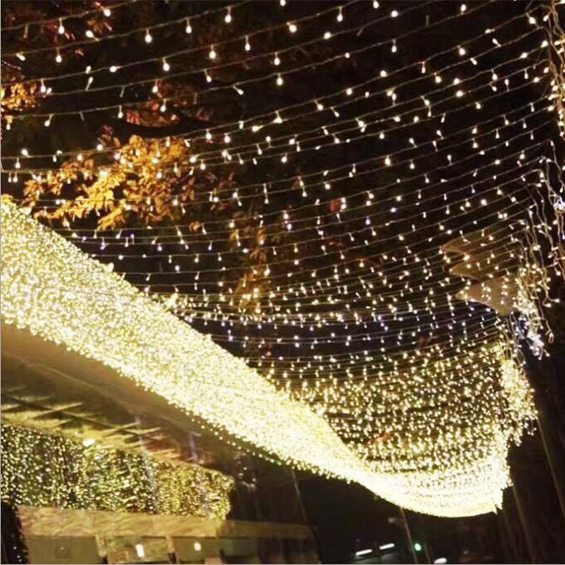 Copper Wire Solar Powered Waterfall Outdoor 100 Led Garland Solar String Lights