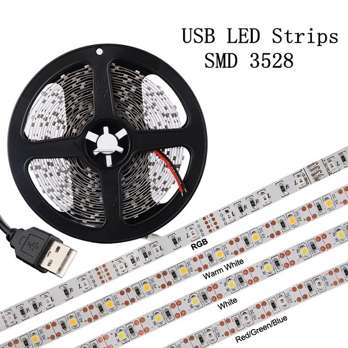 5050 RGB LED Strip Waterproof DC 5V USB LED Light Strips Flexible Tape 50CM 1M 2M 3M 4M 5M