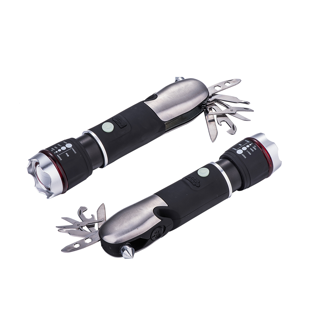 China Supplier High Power USB Rechargeable Multi-Tools Flashlight With Zoom Focus