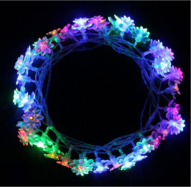 50 LED Solar-Powered Flower light Bulbs Outdoor String Lights (Multi Color)