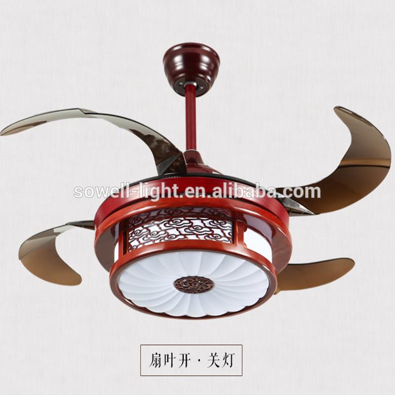 Retractable ceiling fan 100% copper motor decorative ceiling fan with light