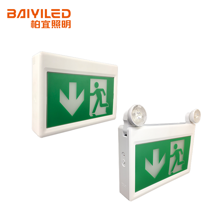 Red Led Double Head Symbol Emergency Exit Sign Board Pvc