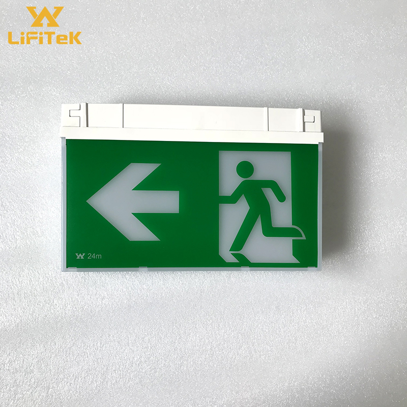 China Self test wall mounted rechargeable emergency exit signs light with emergency battery 2 hours duration