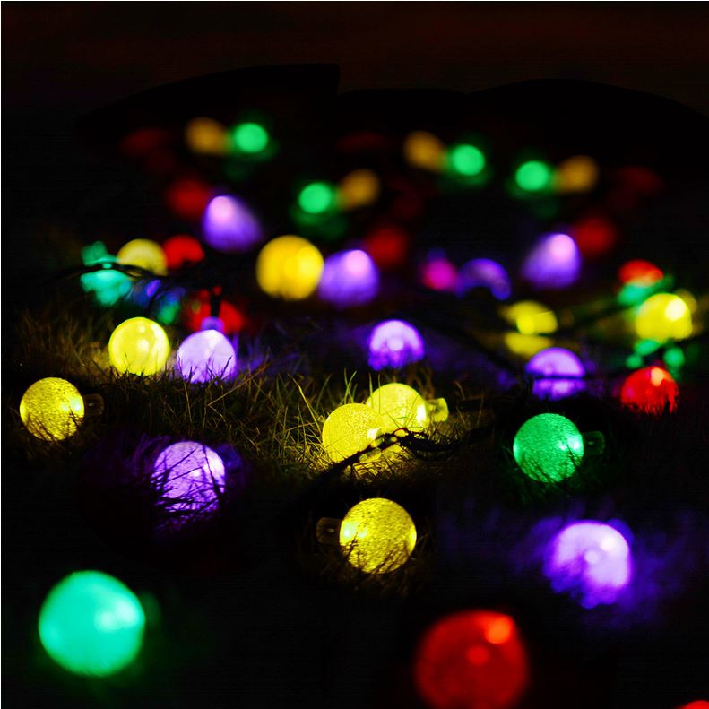 20 LED Solar Crystal Ball Fairy String Lights Xmas Outdoor Garden Party Decor