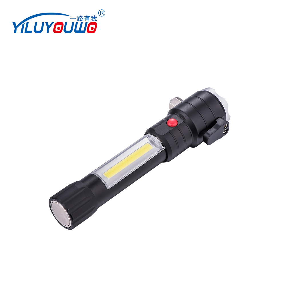 COB LED Multi-Function Flashlight With Safety Hammer