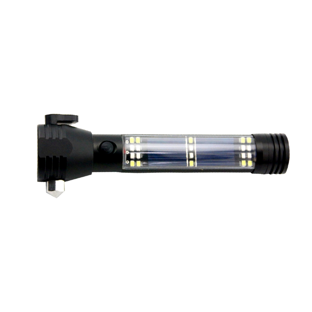 High Quality Aluminum LED Solar Flashlight  With Alarm