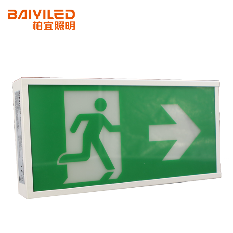 Ce Approved Cold Steel Battery Back Up Led Double Sided Board Fire Exit Sign