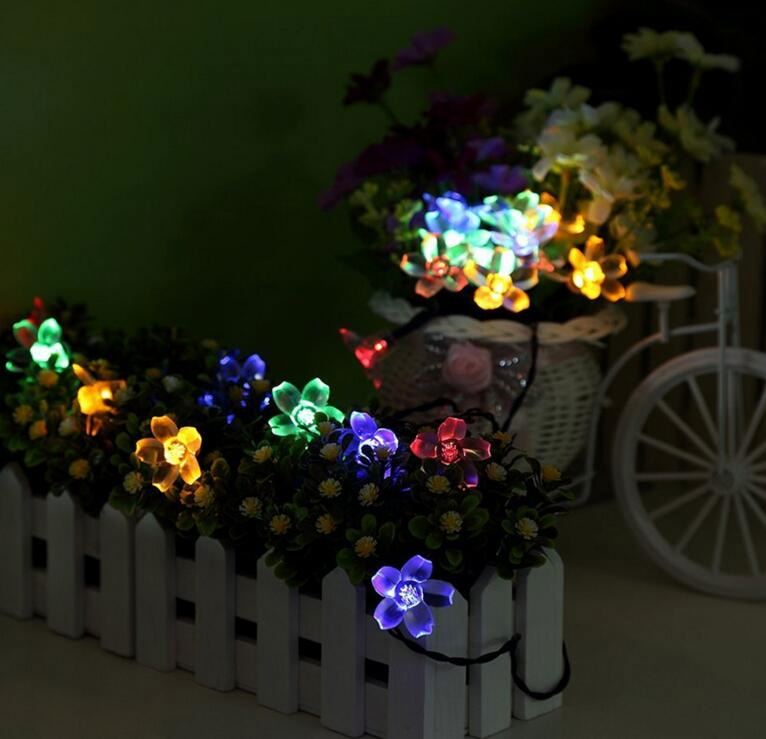 7M 50 LED Solar Powered Garden Outdoor Fairy String Flower Lights Yard Tree Lamp