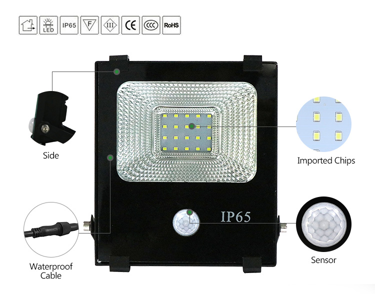 High efficiency rechargeable 20w solar led flood light