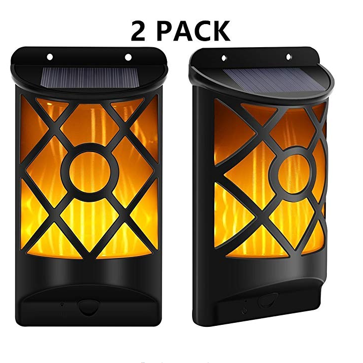 Solar Lights,Tdogs Outdoor Flickering Flames Wall Lights Waterproof Solar Powered Landscape Lighting Wall Mounted Night Lights