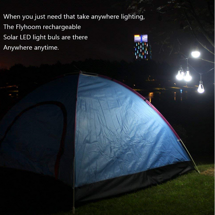 Outdoor Solar LED Bulb - Flyhoom Solar Light Bulb Solar Rechargeable  LED Bulb solar camping light