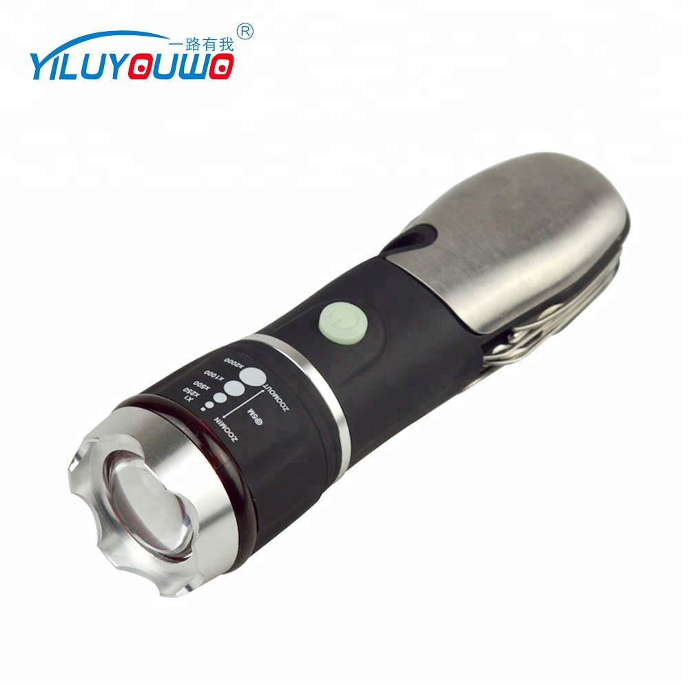 Best-selling China Suppliers Battery Powered Zoom Focus Multi-function LED Emergency Torch Light With Tools For Outdoor