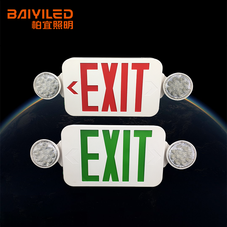 Led Twin Head Lighting And Exit Sign Pack Emergency Light Wet Location