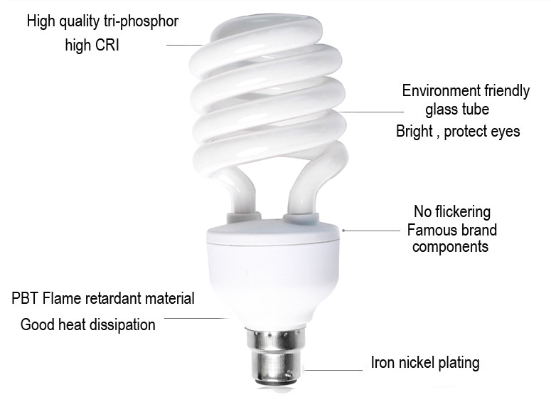 Top selling products in alibaba half spiral shape 15w CFL lamp fluorescent energy saving bulbs
