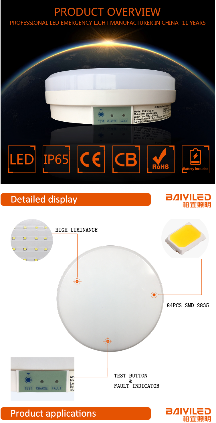 Ip65 Led Light Ceiling Emergency Plate Polycarbonate Pvc Bulkhead light