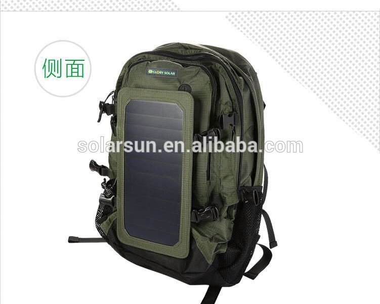 Solar backpack with 6.5w 5V solar panel solar charge phone