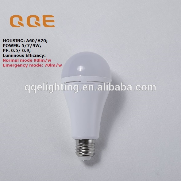 High Quality HPF Driver Rechargeable LED Bulb A70 9W