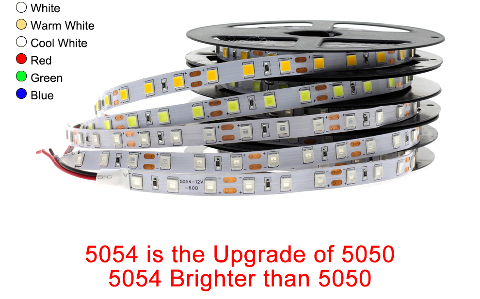 LED Strip 5054 SMD 5M 600LED Non Waterproof Flexible Single Color Led Tape Light Ultra bright 12V