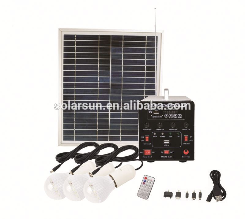 Solar lighting kit of Solar system complete with charge controller and FM/AM Radio MP3 music play