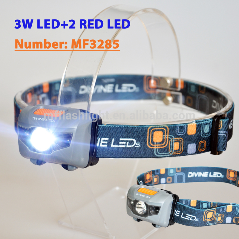 High Quality Plastic Outdoor Camping Headlamp With Red LED Function