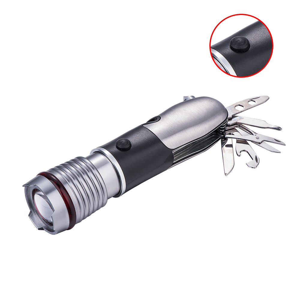 Aluminum Multi-tools Flashlight  With Safety Hammer