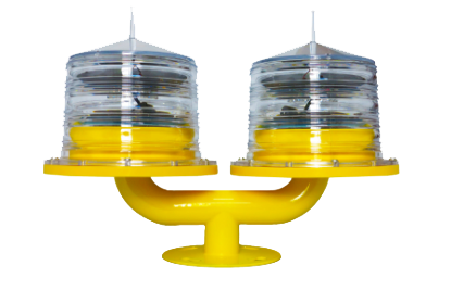 Low intensity solar powered double aviation obstacle light