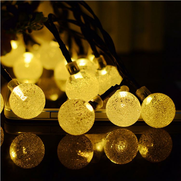 LED Solar String Lights 7M 50 Balls LED Crystal Ball Waterproof Outdoor String Lights