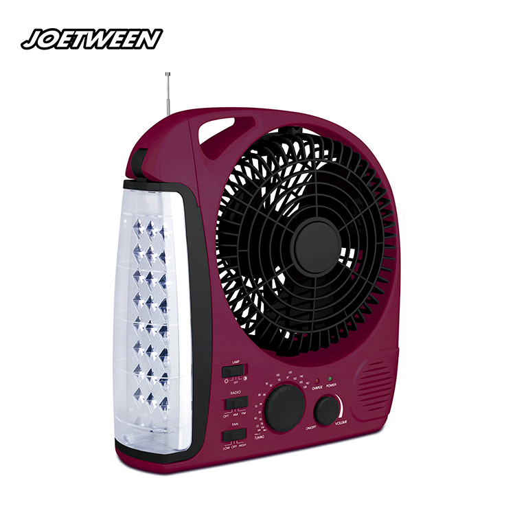 Reliable and Cheap dc motor rechargeable emergency  FM radio desk fan with factory price  shenzhen