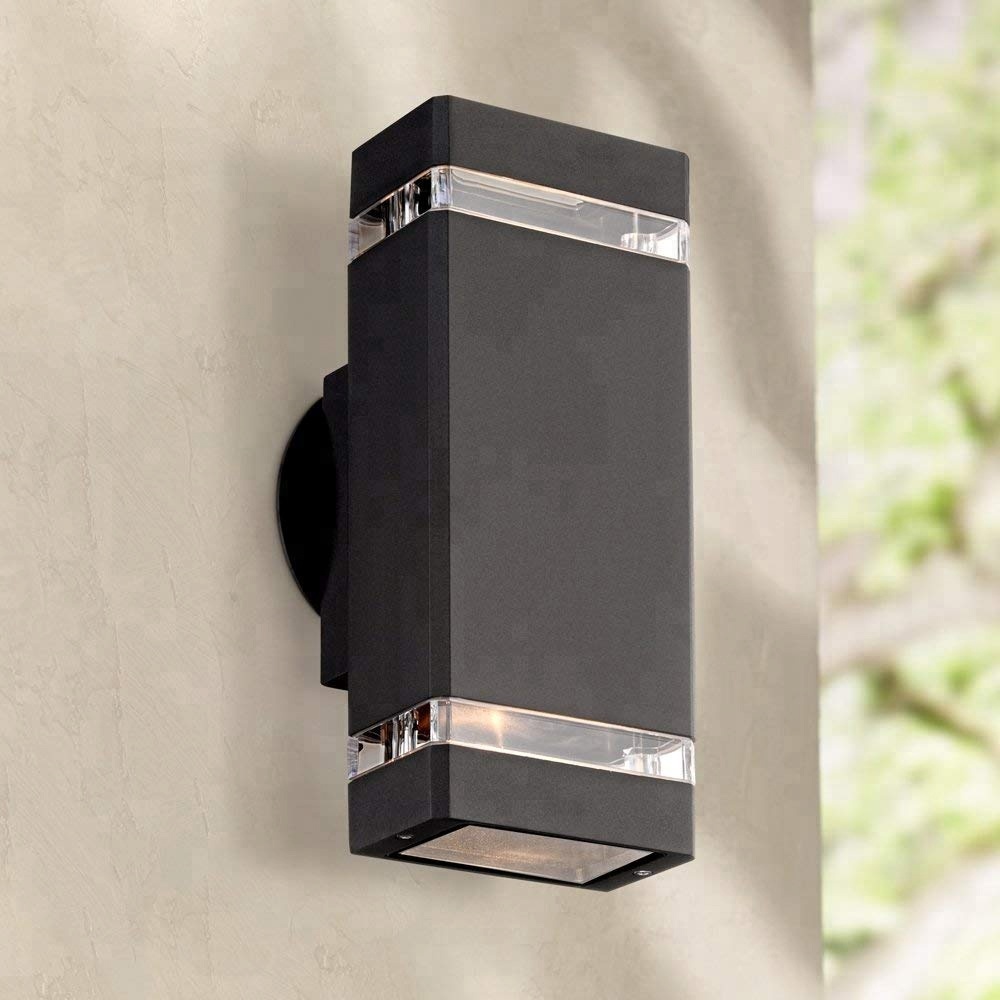 Euro Rectangular Black Up Down Outdoor Wall Light