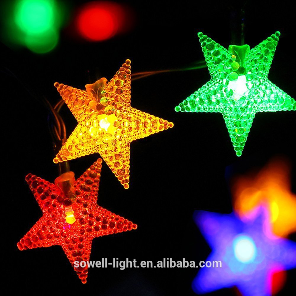 Outdoor Solar Lighting 30 mini colorful stars fairy lights