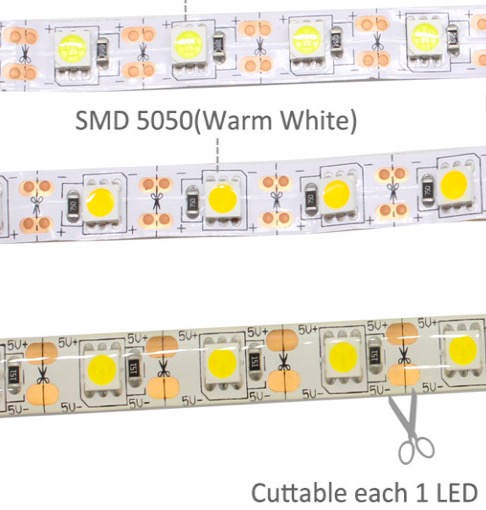 5v battery powered led strip light smd5050 usb powered waterproof led strip 60leds/m