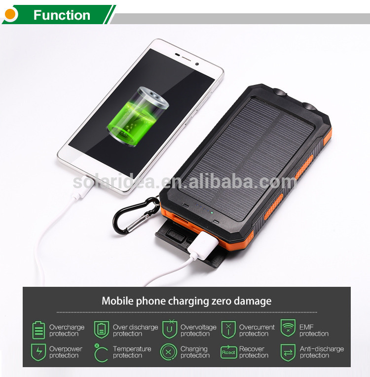 High capacity 12v off-grid panel waterproof double USB solar power bank for mobile phone