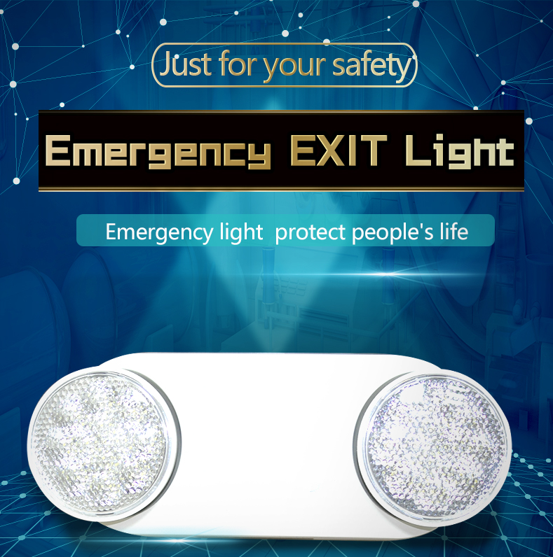 US Fire Exit Sign Twin Head Triproof Rechargeable Spot Led Lamp Battery Motion Sensor Type Of Emergency Light