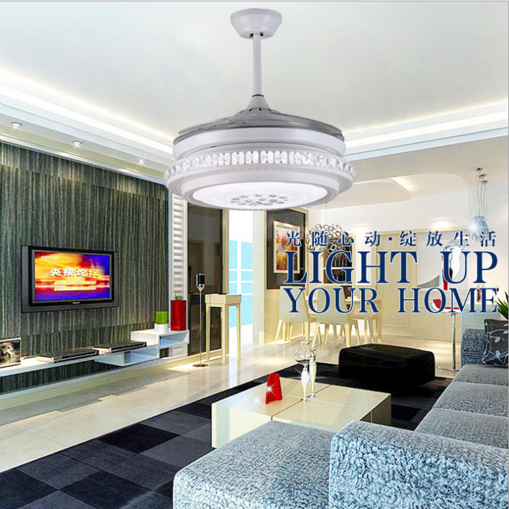 Modern Design Invisible ABS Blades Ceiling Fan With Light and Remote Control