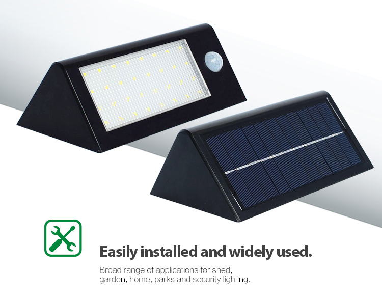 Waterproof motion sensor outdoor solar powered wall lighting