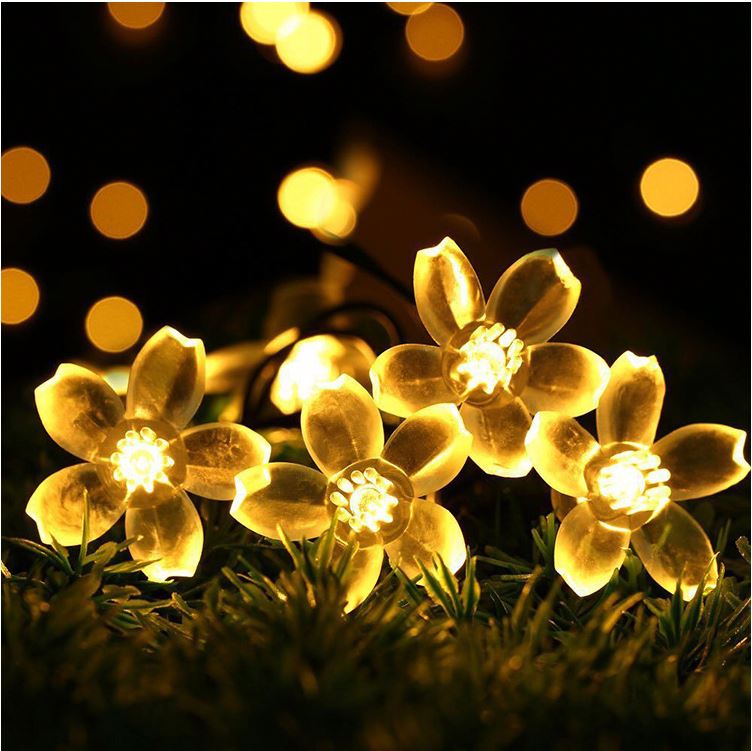 7M 50 LED Outdoor Solar Festival Birthday 2018Christmas Decoration Lamp Cherry Blossom Wedding Flower Solar Fariy String Light