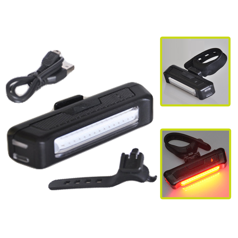 New Safe Rechargeable LED USB Bike Light COB Tail Bicycle Light