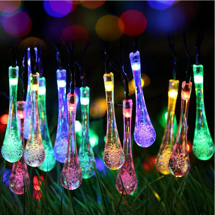 19.7ft/6m 30 LED Water Droplets Crystal Balls Solar Lights, 8 Modes Warm White Waterproof Outdoor