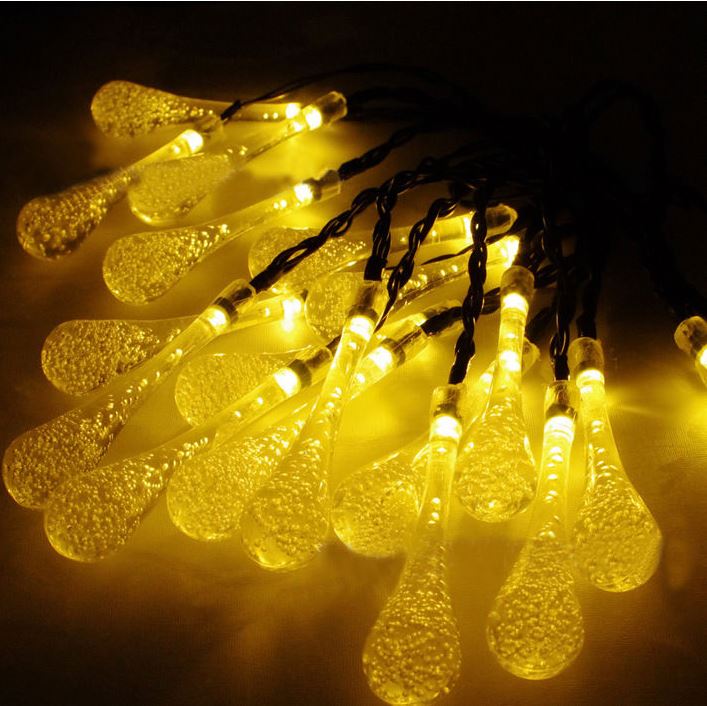 30 LED Solar Christmas Lights 8 Modes Waterproof Water Drop Solar Fairy String Lights for Outdoor Garden
