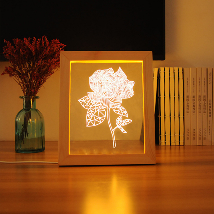 Etch lighting custom made engraved acrylic Photo-frame Led Inside 3d Photo Frame Night Light