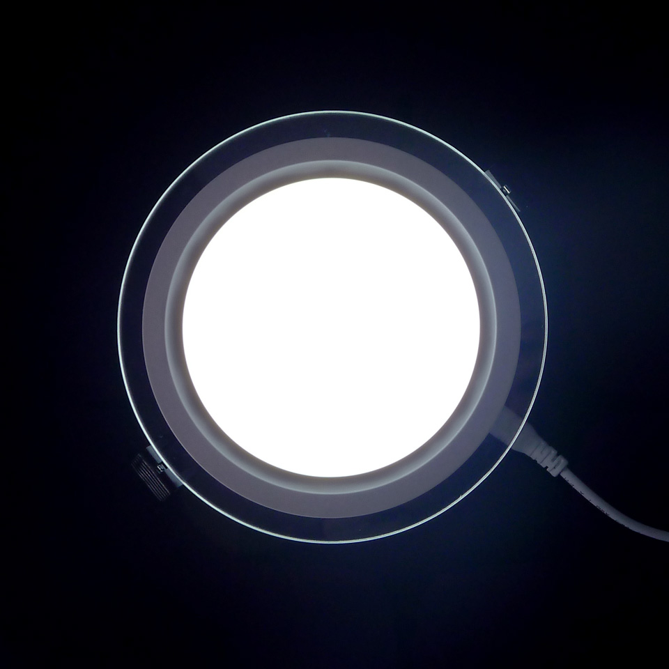 Pure White 85-265V 12W Round Recessed Glass Led Panel Light