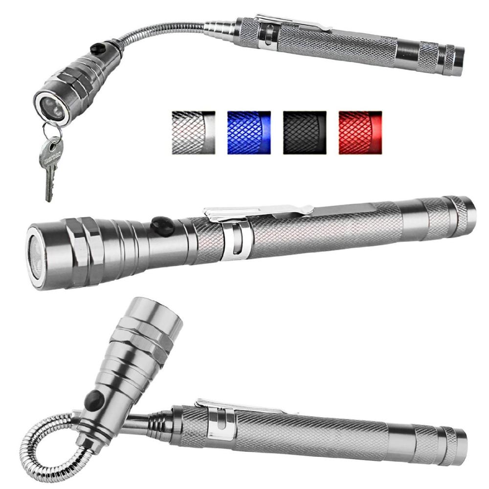 Extendable/Telescoping 3 LED Work Light Flashlight and Magnetic Tool with Flexible Neck