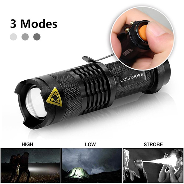 3 Modes Tactical Mini Zoomable Super Bright LED Flashlight