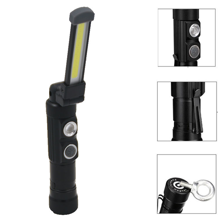 Rotatable USB Rechargeable Work Light Clip Hand Torh Lamp