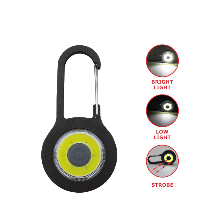 Promotional cob led keychain light portable  with carabiner flashlight