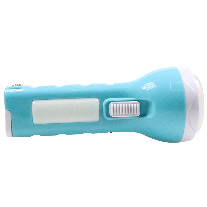 Hot Sell Chargeable Solar Flashlight Plastic Blue LED Power Charger Flashlight