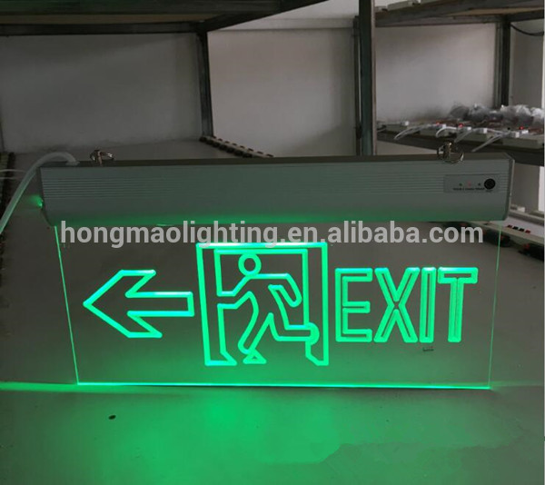 Industrial Public Building Usage 3 Watt Ni-Cd battery Sculpture Acrylic Emergency Warning Exit Sign Light